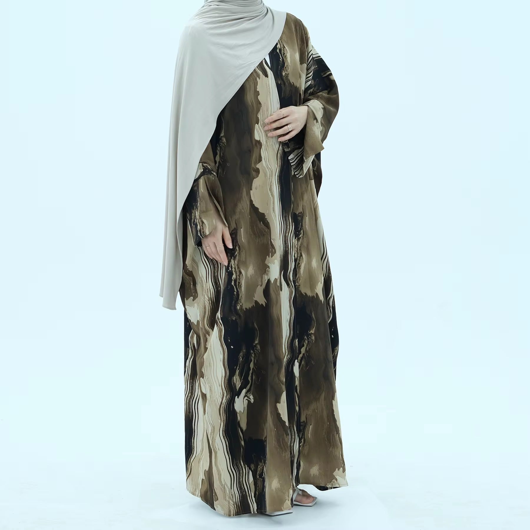 Printed open cardigan